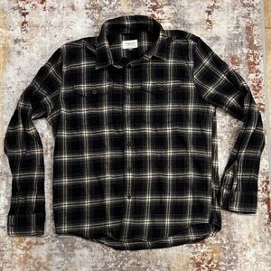 American Eagle Outfitters Black and Cream Plaid Shirt